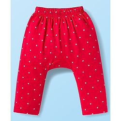 Babyhug Interlock Knit Full Length Diaper Leggings With Polka Dot Print Pack Of 3 - Red White & Navy Blue
