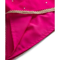 Babyhug Woven Half Sleeves Net Embroidered Lehenga Choli Set With Dupatta - Fuchsia & Yellow