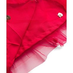 Babyhug Woven Half Sleeves Choli Lehenga Set with Dupatta & Sequin Detailing - Red & Yellow