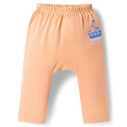 Babyhug Cotton Knit Full Length Diaper Pants With Nautical Theme Print Pack Of 3 - Blue White & Orange