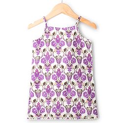 Babyhug Cotton Woven Sleeveless Cambric Printed Kurta & Gharara Set with Dupatta - Purple