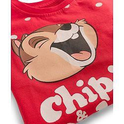 Babyhug Disney Single Jersey Knit Half Sleeves Shorts Night Suit With Chip N Dale Graphics - Red