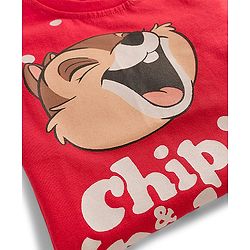 Babyhug Disney Single Jersey Knit Half Sleeves Shorts Night Suit With Chip N Dale Graphics - Red