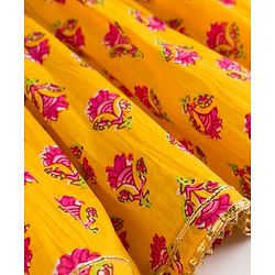 Babyhug Cambric Woven Sleeveless Floral Printed Ethnic Dress  - Yellow