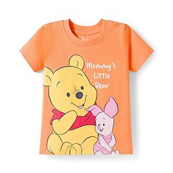 Babyhug Disney Single Jersey Knit Half Sleeves T-Shirts & Shorts Night Suit with Winnie & Friends Graphics Pack of 2 - Red & Orange