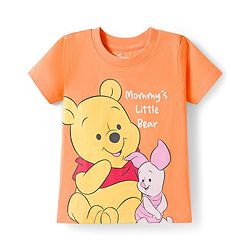 Babyhug Disney Single Jersey Knit Half Sleeves T-Shirts & Shorts Night Suit with Winnie & Friends Graphics Pack of 2 - Red & Orange