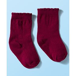 Cute Walk By Babyhug Knit Ankle Length Antibacterial Socks with Cherry Design Pack of 3 - Maroon Pink & White