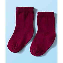 Cute Walk By Babyhug Knit Ankle Length Antibacterial Socks with Cherry Design Pack of 3 - Maroon Pink & White