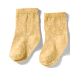 Cute Walk By Babyhug Knit Ankle Length Antibacterial Socks with Polka Dot Design Pack of 3 - Yellow Pink & Purple