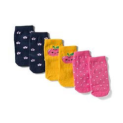 Cute Walk By Babyhug Knit Ankle Length Antibacterial Socks with Tropical & Polka Dot Design Pack of 3 - Navy Blue Yellow & Pink