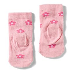 Cute Walk By Babyhug Knit Ankle Length Antibacterial Socks with Floral & Heart Design Pack of 3 - Light & Dark Pink