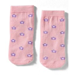 Cute Walk By Babyhug Knit Ankle Length Antibacterial Socks with Floral & Heart Design Pack of 3 - Light & Dark Pink