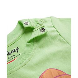 Babyhug Disney Single Jersey Knit Half Sleeves Short Night Suit With Disney Princess Else & Anna Graphics - Lime Green