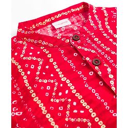 Babyhug Cambric Woven Full Sleeves Kurta Dhoti Set With Bandhani Print - Red