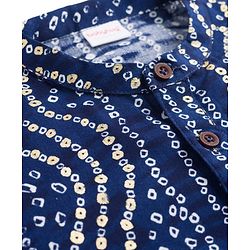 Babyhug Cambric Woven Full Sleeves Kurta Dhoti Set With Bandhani Print - Navy Blue
