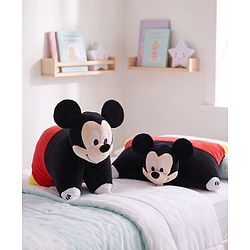 Babyhug Disney Mickey Mouse Convertible Plush Pillow| 2-in-1 Foldable Soft Toy & Cushion| Ultra-Soft Cuddle Buddy for Sleep & Play| Travel Friendly| Kids Nursery  & Car Decor| 0+ Months| BIS Certified