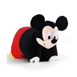 Babyhug Disney Mickey Mouse Convertible Plush Pillow| 2-in-1 Foldable Soft Toy & Cushion| Ultra-Soft Cuddle Buddy for Sleep & Play| Travel Friendly| Kids Nursery  & Car Decor| 0+ Months| BIS Certified