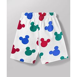 Babyhug Disney 100% Cotton Knit Half Sleeves T-Shirt & Shorts Night Suits With Micky Mouse Graphic Pack Of 2 - Multicolour