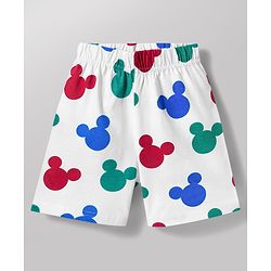 Babyhug Disney 100% Cotton Knit Half Sleeves T-Shirt & Shorts Night Suits With Micky Mouse Graphic Pack Of 2 - Multicolour