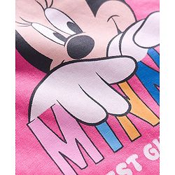 Babyhug Disney Single Jersey Knit Half Sleeves Shorts Night Suit With Minnie Mouse Graphics - Pink