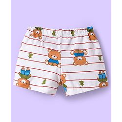 Babyhug 100% Cotton Knit Trunks With Stripes & Teddy Bear Print Pack of 3 - Multicolor