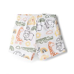 Babyhug 100% Cotton Single Jersey Knit Trunks With Jungle Theme Print Pack of 3 - Yellow White & Orange
