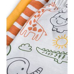 Babyhug 100% Cotton Single Jersey Knit Trunks With Jungle Theme Print Pack of 3 - Yellow White & Orange