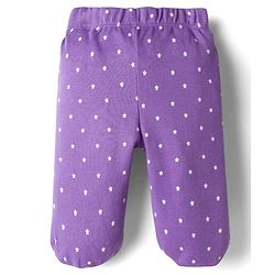 Babyhug Cotton Knit Full Length Bootie Leggings With Floral Print Pack Of 3 - Pink Maroon & Purple