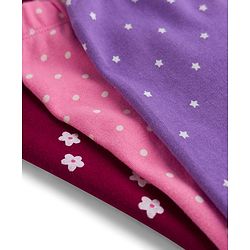 Babyhug Cotton Knit Full Length Bootie Leggings With Floral Print Pack Of 3 - Pink Maroon & Purple