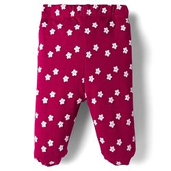 Babyhug Cotton Knit Full Length Bootie Leggings With Floral Print Pack Of 3 - Pink Maroon & Purple