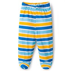 Babyhug Cotton Knit Bootie Leggings with Jungle Theme Print & Stripes Pack of 3 - Multicolor