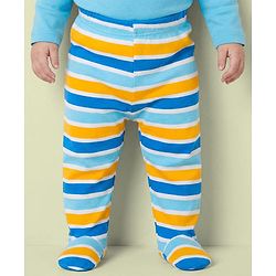 Babyhug Cotton Knit Bootie Leggings with Jungle Theme Print & Stripes Pack of 3 - Multicolor