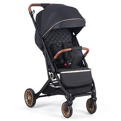 Babyhug Portable Baby Stroller with One-hand Compact Fold - Black| Pram for Newborn| Concealed Linked Brake| Swivel Wheels| 5 Point Harness| Trolley Handle| Air Cabin Friendly| Shock Absorbent Wheels