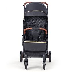 Babyhug Portable Baby Stroller with One-hand Compact Fold - Black| Pram for Newborn| Concealed Linked Brake| Swivel Wheels| 5 Point Harness| Trolley Handle| Air Cabin Friendly| Shock Absorbent Wheels