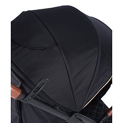 Babyhug Portable Baby Stroller with One-hand Compact Fold - Black| Pram for Newborn| Concealed Linked Brake| Swivel Wheels| 5 Point Harness| Trolley Handle| Air Cabin Friendly| Shock Absorbent Wheels