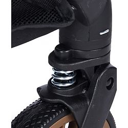 Babyhug Portable Baby Stroller with One-hand Compact Fold - Black| Pram for Newborn| Concealed Linked Brake| Swivel Wheels| 5 Point Harness| Trolley Handle| Air Cabin Friendly| Shock Absorbent Wheels