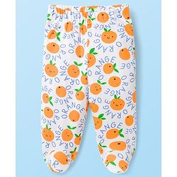 Babyhug Cotton Knit Bootie Leggings With Polka Dot Print Pack Of 3 - Navy Blue White & Orange