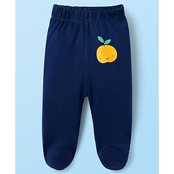 Babyhug Cotton Knit Bootie Leggings With Polka Dot Print Pack Of 3 - Navy Blue White & Orange