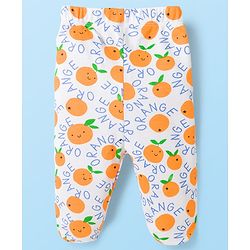 Babyhug Cotton Knit Bootie Leggings With Polka Dot Print Pack Of 3 - Navy Blue White & Orange
