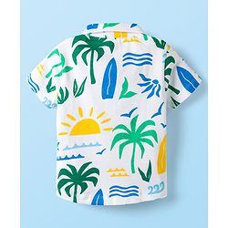 Babyhug Single Jersey Knit Half Sleeves Co-ords Shirt & Shorts Set with Beach Theme Print - Multicolor