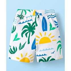 Babyhug Single Jersey Knit Half Sleeves Co-ords Shirt & Shorts Set with Beach Theme Print - Multicolor