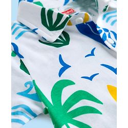 Babyhug Single Jersey Knit Half Sleeves Co-ords Shirt & Shorts Set with Beach Theme Print - Multicolor