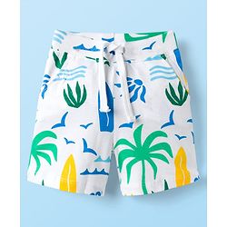Babyhug Single Jersey Knit Half Sleeves Co-ords Shirt & Shorts Set with Beach Theme Print - Multicolor