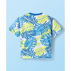 Babyhug Single Jersey Knit Half Sleeves T-Shirt & Shorts Set with Leaf Print - Light Green