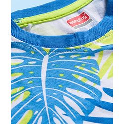 Babyhug Single Jersey Knit Half Sleeves T-Shirt & Shorts Set with Leaf Print - Light Green