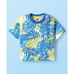 Babyhug Single Jersey Knit Half Sleeves T-Shirt & Shorts Set with Leaf Print - Light Green