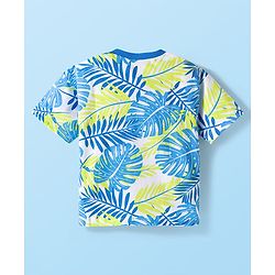 Babyhug Single Jersey Knit Half Sleeves T-Shirt & Shorts Set with Leaf Print - Light Green