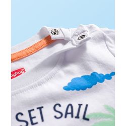 Babyhug Single Jersey Knit Half Sleeves T-Shirt & Shorts Set with Beach Theme Print - Orange