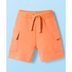 Babyhug Single Jersey Knit Half Sleeves T-Shirt & Shorts Set with Beach Theme Print - Orange