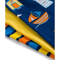 Babyhug Cotton Knit Full Length Bootie Leggings With Nautical Theme Print Pack Of 3 - Yellow & Navy Blue